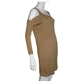 Massimo Dutti-Golden knit dress-Golden,Metallic
