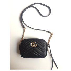 Gucci-GG Marmont mini saco acolchoado saco borsa-Preto