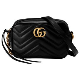Gucci-GG Marmont mini bolsa acolchada bolsa borsa-Negro