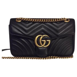 Gucci-Petit sac porté épaule matelassé GG Marmont sac borsa-Noir