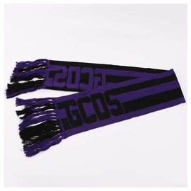GCDS-Bufanda unisex con logo-Negro,Púrpura