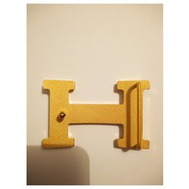 Hermès-Boucle de ceinture H ,Hermès-Doré