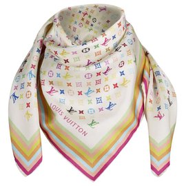 Louis Vuitton-pañuelo de seda multicolor con monograma-Multicolor
