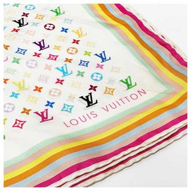 Louis Vuitton-lenço de seda multicolorido monograma-Multicor