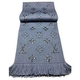 Louis Vuitton logomania brilho cachecol azul Azul