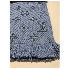 Louis Vuitton-Louis Vuitton logomania shine blue scarf-Blue