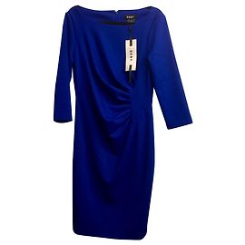 DKNY robe bleue ruché côté ponte Bleu