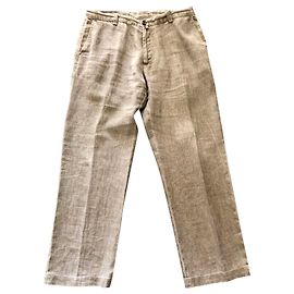 Khaki-Rohleinenhose Adolfo Dominguez T.46 Khaki