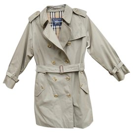 Burberry-trench coat vintage Burberry para mulher 38-Caqui
