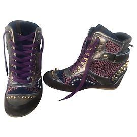 Baldan Navy Blue Leather Ankle Boots 38 Navy blue