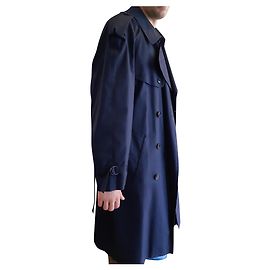 Autre Marque Impermeabile taglio largo blu navy cotone Blu navy