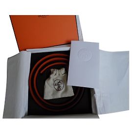 Cinturón Hermès H reversible 32mm Naranja Chocolate Naranja