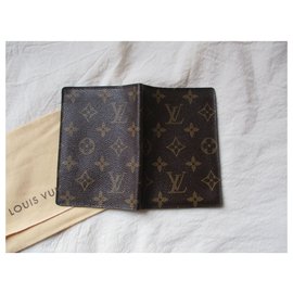 Louis Vuitton-Lona do monograma capa para passaporte.-Castanho escuro