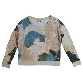 Acne Studios Baumwoll Sweatshirt Beige und Aquagrün Mehrfarben