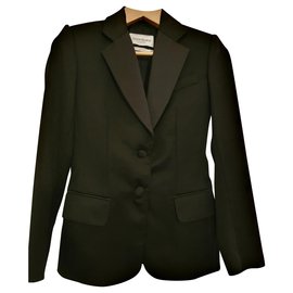 Yves Saint Laurent-YSL Rive Gauche casaco de lã-Preto
