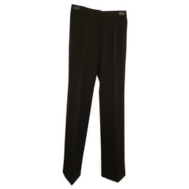 Yves Saint Laurent-Black Wool Tuxedo Pants YSL Rive Gauche-Black