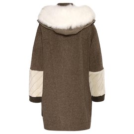Fendi-Coats, Outerwear-Beige