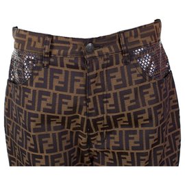 Fendi-Pants, leggings-Brown