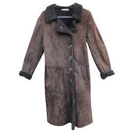 Jil Sander t shearling coat 38 Dark brown