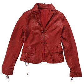 Autre Marque Leather Jacket Coral Coral