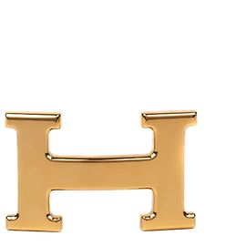 Boucle de ceinture Hermès Constance en métal plaqué or brillant Doré