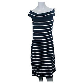 Vestido Ralph Lauren de Algodón con Rayas Blanco Azul Blanco Azul