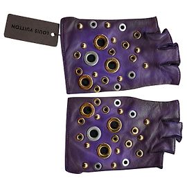 Gants Louis Vuitton en cuir violet Violet