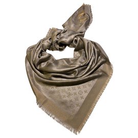Louis Vuitton-Louis Vuitton monogram shine greige shawl-Gris