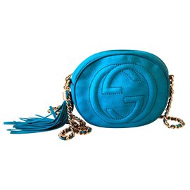 Gucci-Nubuck Soho Leather Mini Chain-Turquoise
