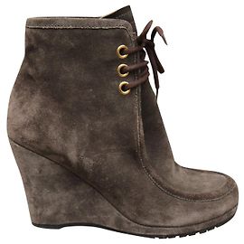bottines compensées Prada p 39,5 Taupe