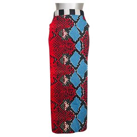 Stella Jean gonne Rosso Stampa python Blu chiaro