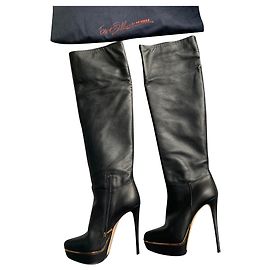 Botas de cano alto Le Silla em couro preto Preto
