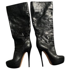 Casadei Black Python Boots Size 37 Black