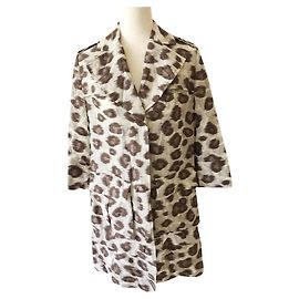 Diane Von Furstenberg Luce Long swing coat Brown Beige Leopard print