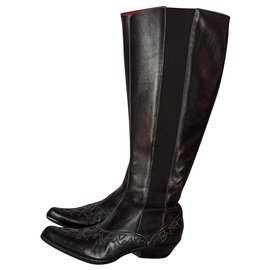 Botas vaqueras Free Lance de cuero negro Negro