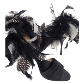 Diego Dolcini-feather heeled sandals-Black