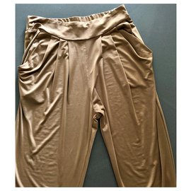 Autre Marque-Harem pants in ultra fluid and soft caramel material-Caramel