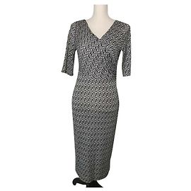 Diane Von Furstenberg Eliza Vintage Seidenkleid Schwarz Weiß