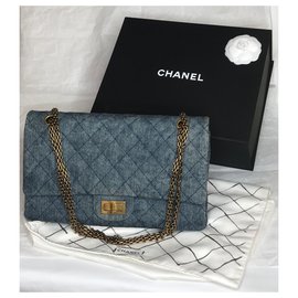 Chanel-Géant 2.55 Sac à rabat Dbl Denim-Bleu