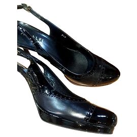 Autre Marque Black patent leather wedge heel sandals Black