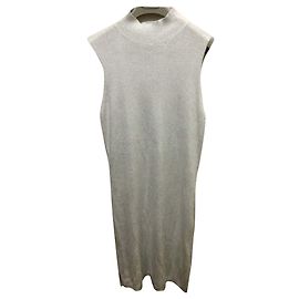 Rachel Zoe Silbernes Strickkleid Silber Weiß