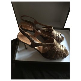 Autre Marque Alexa Wagner Pythonledersandalen Bronze 39 Bronze