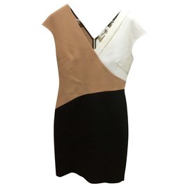 Diane Von Furstenberg-Robe de couleur-Noir,Blanc,Caramel