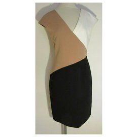 Diane Von Furstenberg-Vestido color block-Negro,Blanco,Caramelo