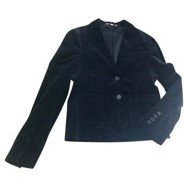 Gucci-VESTE EN VELOURS BLEU MARINE GUCCI-Bleu Marine