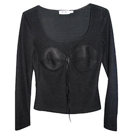 Moschino Cheap And Chic Black Long Sleeve Corset Top Black