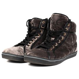 Sneaker alte da uomo D&G in velluto grigio e nero Nero Grigio