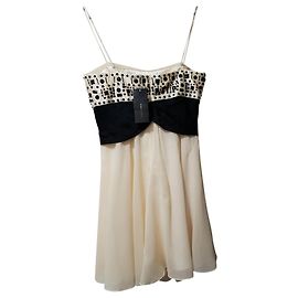 Bcbg Max Azria Seiden Kleid trägerlos Eggshell Aus weiß