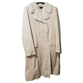 Claudie Pierlot Fur Pelisse Coat Eggshell Eggshell