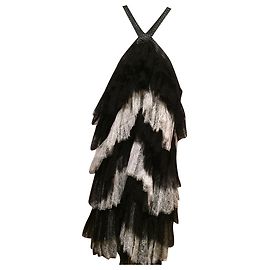 Vestido Jay Ahr de renda e couro preto e branco Preto Branco